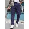 imageCOOFANDY Mens Casual Pants Elastic Waist Drawstring Chino Pants Cotton Twill Trousers with PocketsIndigo