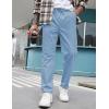 imageCOOFANDY Mens Casual Pants Elastic Waist Drawstring Chino Pants Cotton Twill Trousers with PocketsLight Blue