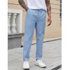 imageCOOFANDY Mens Casual Pants Elastic Waist Drawstring Chino Pants Cotton Twill Trousers with PocketsLight Blue