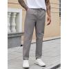 imageCOOFANDY Mens Casual Pants Elastic Waist Drawstring Chino Pants Cotton Twill Trousers with PocketsLight Grey