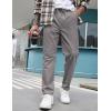imageCOOFANDY Mens Casual Pants Elastic Waist Drawstring Chino Pants Cotton Twill Trousers with PocketsLight Grey