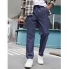 imageCOOFANDY Mens Casual Pants Elastic Waist Drawstring Chino Pants Cotton Twill Trousers with PocketsNavy Blue
