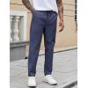 imageCOOFANDY Mens Casual Pants Elastic Waist Drawstring Chino Pants Cotton Twill Trousers with PocketsNavy Blue