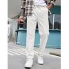 imageCOOFANDY Mens Casual Pants Elastic Waist Drawstring Chino Pants Cotton Twill Trousers with PocketsWhite