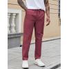 imageCOOFANDY Mens Casual Pants Elastic Waist Drawstring Chino Pants Cotton Twill Trousers with PocketsWine Red