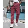 imageCOOFANDY Mens Casual Pants Elastic Waist Drawstring Chino Pants Cotton Twill Trousers with PocketsWine Red