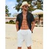 imageCOOFANDY Mens Cotton Linen Shirt Casual Button Down Short Sleeve Shirts Summer Cuban Vacation Beach Shirts with PocketBlack
