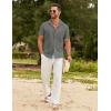 imageCOOFANDY Mens Cotton Linen Shirt Casual Button Down Short Sleeve Shirts Summer Cuban Vacation Beach Shirts with PocketDark Grey
