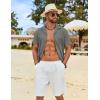 imageCOOFANDY Mens Cotton Linen Shirt Casual Button Down Short Sleeve Shirts Summer Cuban Vacation Beach Shirts with PocketDark Grey