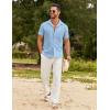 imageCOOFANDY Mens Cotton Linen Shirt Casual Button Down Short Sleeve Shirts Summer Cuban Vacation Beach Shirts with PocketLight Blue