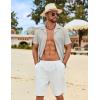 imageCOOFANDY Mens Cotton Linen Shirt Casual Button Down Short Sleeve Shirts Summer Cuban Vacation Beach Shirts with PocketLight Grey