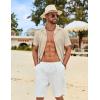 imageCOOFANDY Mens Cotton Linen Shirt Casual Button Down Short Sleeve Shirts Summer Cuban Vacation Beach Shirts with PocketMoon Gray