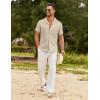 imageCOOFANDY Mens Cotton Linen Shirt Casual Button Down Short Sleeve Shirts Summer Cuban Vacation Beach Shirts with PocketMoon Gray