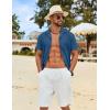 imageCOOFANDY Mens Cotton Linen Shirt Casual Button Down Short Sleeve Shirts Summer Cuban Vacation Beach Shirts with PocketNavy Blue
