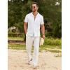 imageCOOFANDY Mens Cotton Linen Shirt Casual Button Down Short Sleeve Shirts Summer Cuban Vacation Beach Shirts with PocketWhite