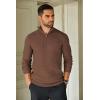 imageCOOFANDY Mens Quarter Zip Sweaters Slim Fit Lightweight Knitted Mock Neck Pullover Casual Polo SweatersBrown