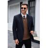 imageCOOFANDY Mens Quarter Zip Sweaters Slim Fit Lightweight Knitted Mock Neck Pullover Casual Polo SweatersBrown