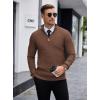 imageCOOFANDY Mens Quarter Zip Sweaters Slim Fit Lightweight Knitted Mock Neck Pullover Casual Polo SweatersBrown