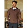 imageCOOFANDY Mens Quarter Zip Sweaters Slim Fit Lightweight Knitted Mock Neck Pullover Casual Polo SweatersBrown
