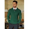 imageCOOFANDY Mens Quarter Zip Sweaters Slim Fit Lightweight Knitted Mock Neck Pullover Casual Polo SweatersDark Green