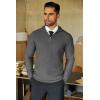 imageCOOFANDY Mens Quarter Zip Sweaters Slim Fit Lightweight Knitted Mock Neck Pullover Casual Polo SweatersDark Grey