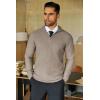 imageCOOFANDY Mens Quarter Zip Sweaters Slim Fit Lightweight Knitted Mock Neck Pullover Casual Polo SweatersDark Khaki