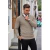 imageCOOFANDY Mens Quarter Zip Sweaters Slim Fit Lightweight Knitted Mock Neck Pullover Casual Polo SweatersDark Khaki