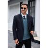 imageCOOFANDY Mens Quarter Zip Sweaters Slim Fit Lightweight Knitted Mock Neck Pullover Casual Polo SweatersDenim Blue