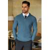 imageCOOFANDY Mens Quarter Zip Sweaters Slim Fit Lightweight Knitted Mock Neck Pullover Casual Polo SweatersDenim Blue