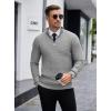 imageCOOFANDY Mens Quarter Zip Sweaters Slim Fit Lightweight Knitted Mock Neck Pullover Casual Polo SweatersGrey