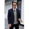 imageCOOFANDY Mens Quarter Zip Sweaters Slim Fit Lightweight Knitted Mock Neck Pullover Casual Polo SweatersGrey