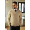 imageCOOFANDY Mens Quarter Zip Sweaters Slim Fit Lightweight Knitted Mock Neck Pullover Casual Polo SweatersKhaki