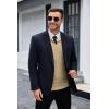 imageCOOFANDY Mens Quarter Zip Sweaters Slim Fit Lightweight Knitted Mock Neck Pullover Casual Polo SweatersKhaki