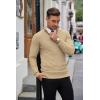 imageCOOFANDY Mens Quarter Zip Sweaters Slim Fit Lightweight Knitted Mock Neck Pullover Casual Polo SweatersKhaki