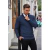 imageCOOFANDY Mens Quarter Zip Sweaters Slim Fit Lightweight Knitted Mock Neck Pullover Casual Polo SweatersNavy Blue