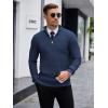 imageCOOFANDY Mens Quarter Zip Sweaters Slim Fit Lightweight Knitted Mock Neck Pullover Casual Polo SweatersNavy Blue
