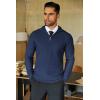 imageCOOFANDY Mens Quarter Zip Sweaters Slim Fit Lightweight Knitted Mock Neck Pullover Casual Polo SweatersNavy Blue