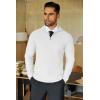 imageCOOFANDY Mens Quarter Zip Sweaters Slim Fit Lightweight Knitted Mock Neck Pullover Casual Polo SweatersWhite