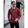 imageCOOFANDY Mens Quarter Zip Sweaters Slim Fit Lightweight Knitted Mock Neck Pullover Casual Polo SweatersWine Red