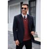 imageCOOFANDY Mens Quarter Zip Sweaters Slim Fit Lightweight Knitted Mock Neck Pullover Casual Polo SweatersWine Red