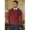 imageCOOFANDY Mens Quarter Zip Sweaters Slim Fit Lightweight Knitted Mock Neck Pullover Casual Polo SweatersWine Red