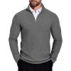 imageCOOFANDY Mens Quarter Zip Sweaters Slim Fit Lightweight Knitted Mock Neck Pullover Casual Polo SweatersDark Grey