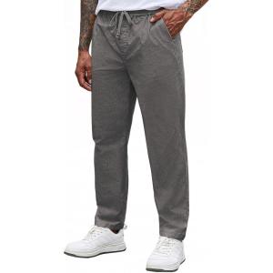 imageCOOFANDY Mens Casual Pants Elastic Waist Drawstring Chino Pants Cotton Twill Trousers with PocketsGranite Gray