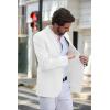 imageCOOFANDY Mens Casual Blazer Slim Fit Sport Coats Two Button Knit Textured Suit JacketWhite