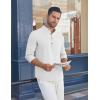 imageCOOFANDY Mens Casual Henley Shirt Long Sleeve Band Collar Shirts Summer Beach Hippie Button TShirtsAwhite