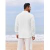 imageCOOFANDY Mens Casual Henley Shirt Long Sleeve Band Collar Shirts Summer Beach Hippie Button TShirtsAwhite