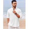 imageCOOFANDY Mens Casual Henley Shirt Long Sleeve Band Collar Shirts Summer Beach Hippie Button TShirtsAwhite