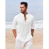imageCOOFANDY Mens Casual Henley Shirt Long Sleeve Band Collar Shirts Summer Beach Hippie Button TShirtsAwhite