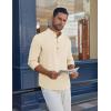 imageCOOFANDY Mens Casual Henley Shirt Long Sleeve Band Collar Shirts Summer Beach Hippie Button TShirtsBeige