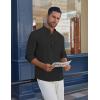 imageCOOFANDY Mens Casual Henley Shirt Long Sleeve Band Collar Shirts Summer Beach Hippie Button TShirtsBlack